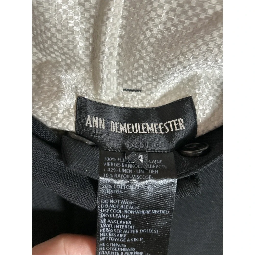 Ann Demeulemeester Womens Black 100% FleeceWool Straight Leg Ankle Pants Sz 44